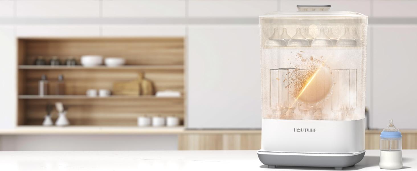 HAUTURE Baby Bottle Sterilizer, 6-in-1  Bottle Sterilizer and Dryer, Electric Steam Bottle Sanitizer for Baby stuffs and Baby Bottles, Mom's Best Choice