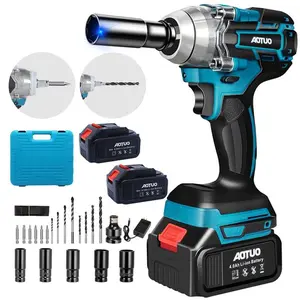 Heavy Duty Cordless Impact Gun with 2x 3000mAh Batteries Long Lasting Power 12 Inch High Torque Impact Wrench Kit for Changing Tires Car Maintenance