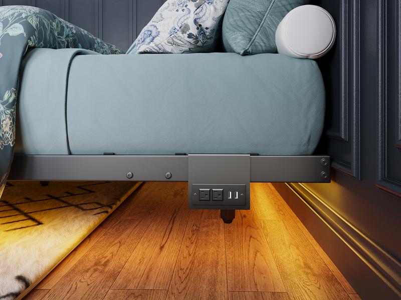 Yitahome Floating Bed Frame Full/Queen/King Size, LED Bed Frame with Charging Station, Metal Platform Full Bed with Heavy Duty Steel Slats Supports, No Box Spring Needed, Easy Assembly