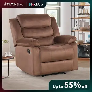[Stock Up] EBELLO Modern Comfort Reclining Chair Breathable Fabric Recliner Chairs, Brown