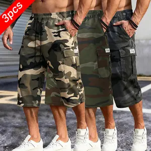 3-pack Men’s Summer Camouflage Cargo Shorts – Loose Fit, Breathable, Athletic Beach Casual, Knee-Length