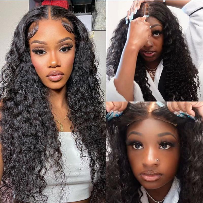 Bling Hair Glueless Wigs Human Hair Pre Plucked Pre Cut 13x4 13x6 Deep Wave Lace Front Drawstring Wigs Human Hair for Women 6x4 5x5 HD Lace Closure Wigs with Elastic Drawstring 180% Density Natural Color
