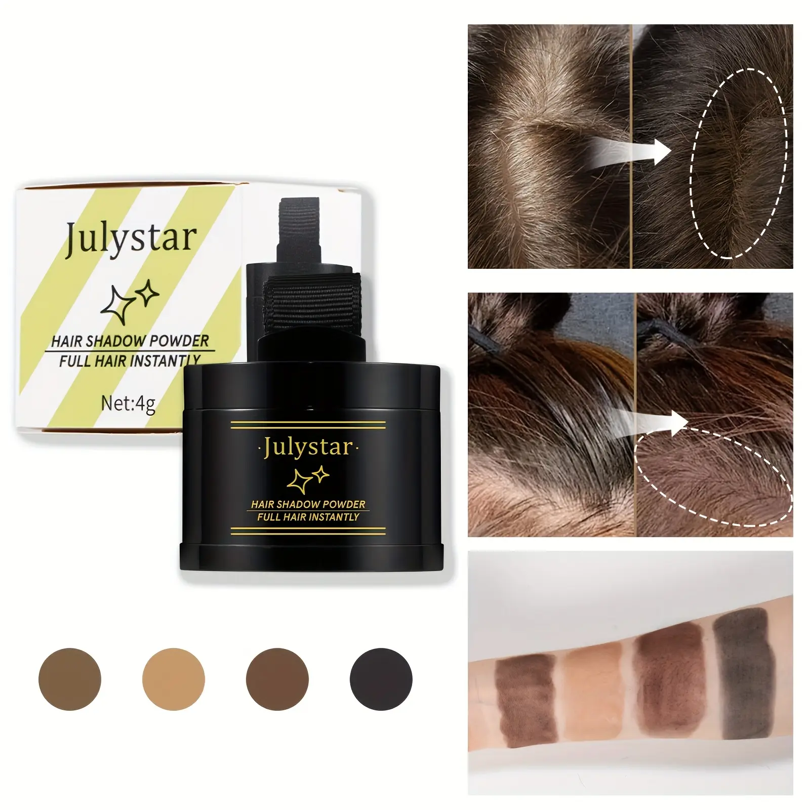 Julystar Hairline & Contour Shadow Powder - Multi-Use Makeup for Nose Shading, Forehead Filling, Side Contouring - Root Touch-Up & Flawless Finish Haircare Product