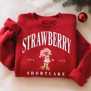 Strawberry Shortcake Very Berry Holiday Shirt, Vintage Xmas Cartoon Tee, Cozy Festive Sweatshirt And Hoodie Fans, Womenswear, Menswear, Unisex, Comfortable, Top, Gift For Her Him