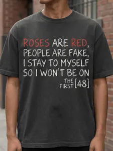 Roses are Red People are Fake DTF Transfer 12-inch High-resolution Chalk Style Font Soft Hand Feel Long-lasting Durability for All Fabrics