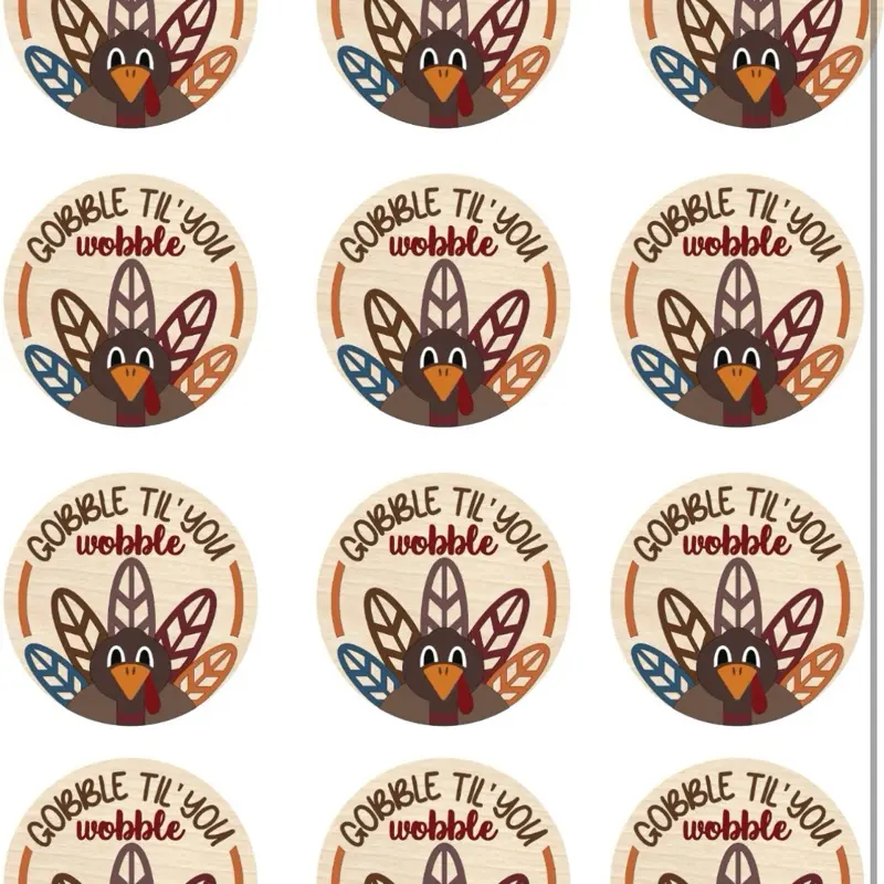 Gobble Til You Wobble Cupcake Topper EDIBLE toppers for cookies cupcakes and more Thanksgiving cupcake toppers 12 images per sheet 2 1/4 inches each for decorating cookies cakes Oreos rice and crispy treats