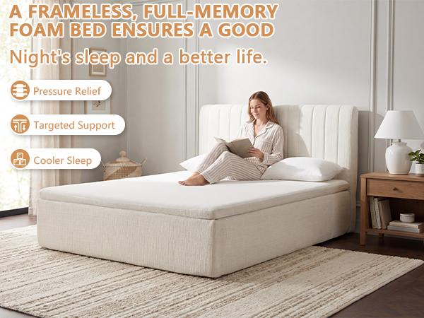 Compression Bed Memory Foam No Installation Required Frameworkless Automatic Rebound Ideal for Bedrooms Apartments and Rental Properties Comfort and Convenience All in One Solution Gray (Twin or Full)