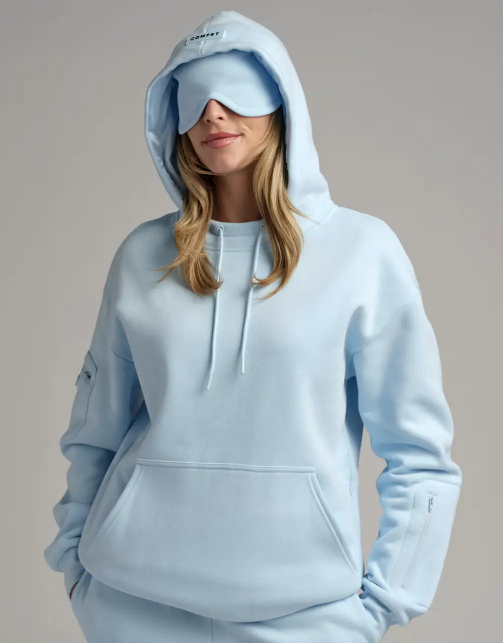 Comfrt | VIP Airplane Mode Travel Hoodie | Hood With Silk Eye Mask For Travel