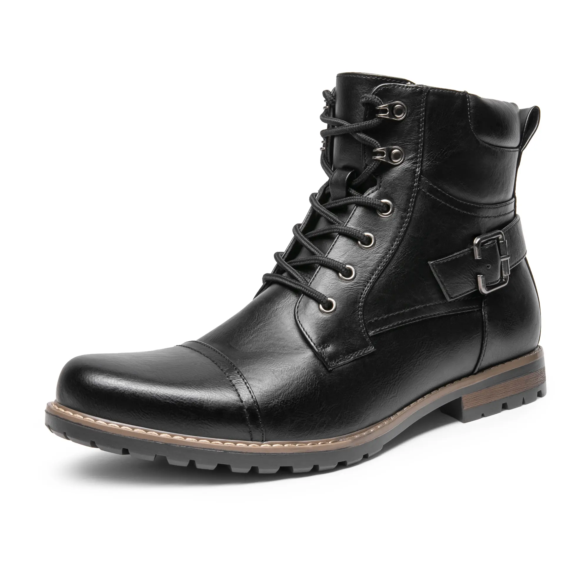 【BRUNO MARC Anniversary】 Men's Military Style Motorcycle Combat Boots - Casual Outdoor Boot with Laces, Side Zipper for Outdoor Use, Walking Shoes, Motorcycle Shoes, Ankle Boot sohochic
