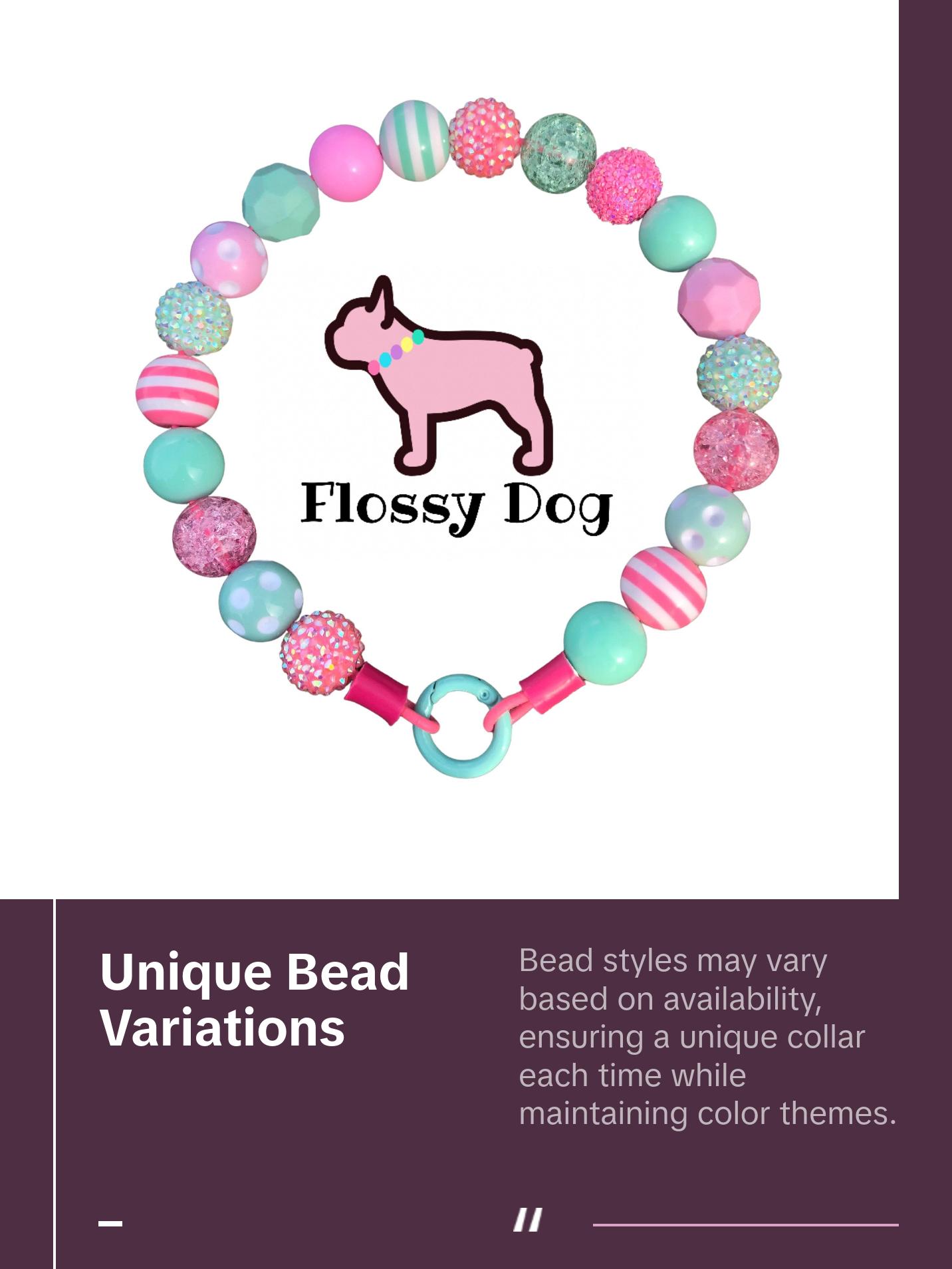 Pink & Mint Beaded Dog Collar | Custom Pearl Dog Collars  | Durable Dog Necklace | Luxury Dog Jewelry |