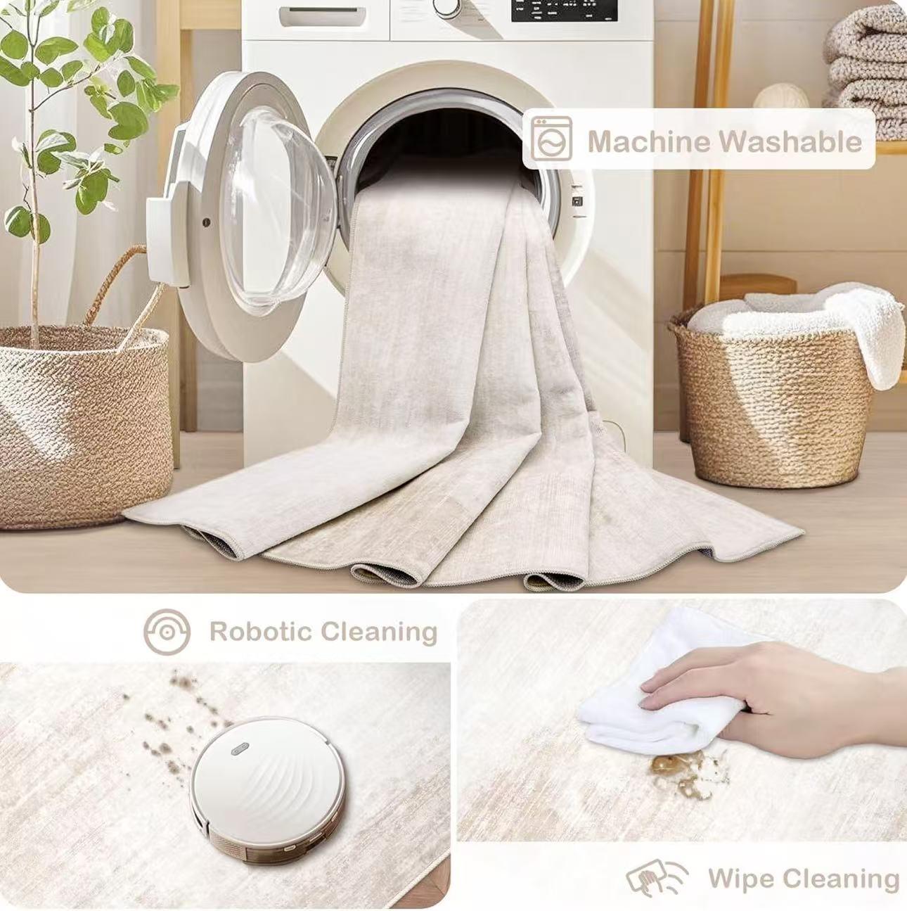 H&D HOME Modern Faux Cashmere Low Pile Area Rug Soft Cozy Microfiber Mat for Living Room Bedroom Non-Slip Rubber Backing Non-Shedding Stain-Resistant Dust-Release Easy to Clean Machine Washable Waterproof Kid & Pet Friendly