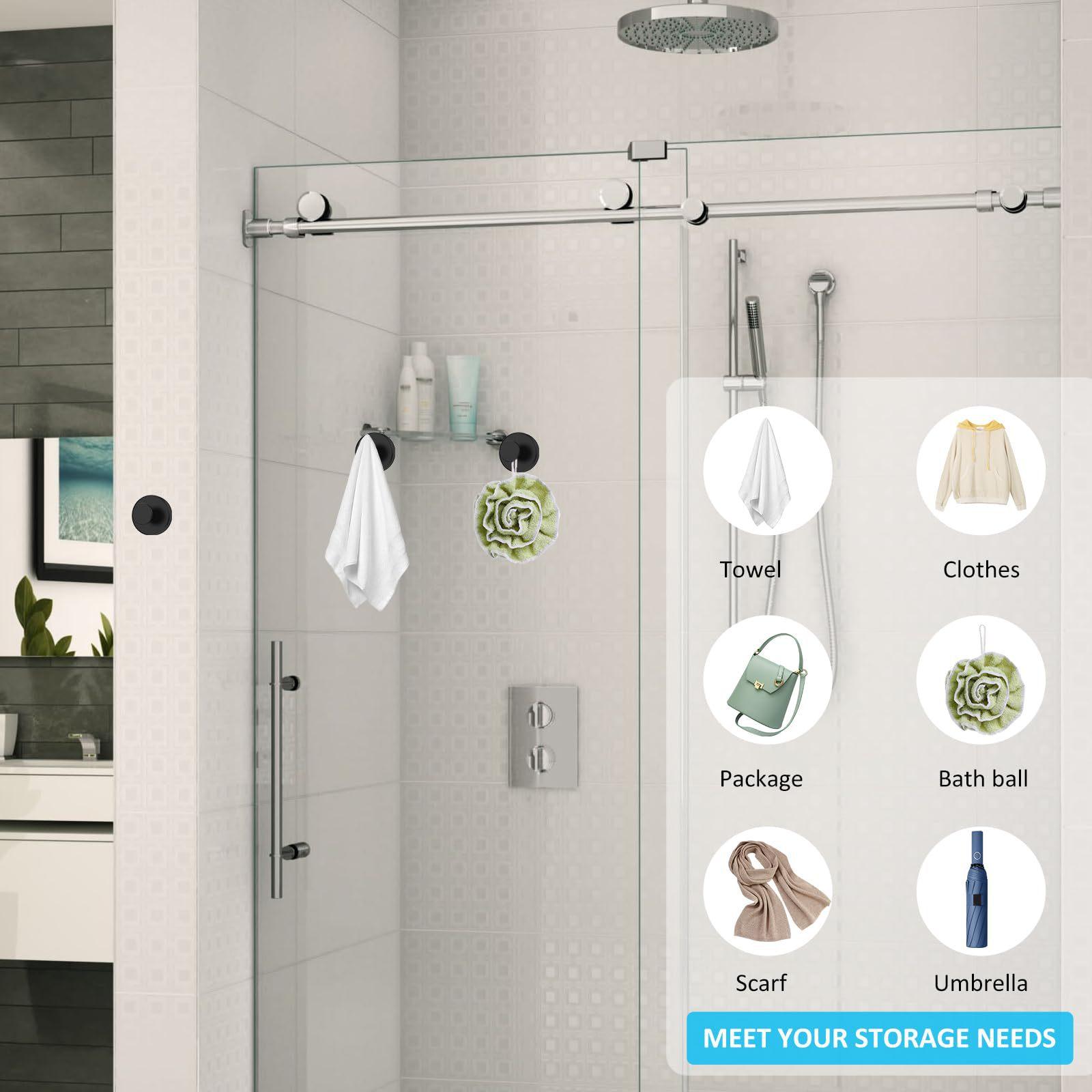 2 PCS Suction Cup Hooks for Shower, No-Drill Bathroom Hooks, Holder Holds Strong on Tile, Glass, Mirror, Wall, Bathroom Door 2 PCS Suction Cup Hooks for Shower, No-Drill Bathroom Hooks, Holder Holds Strong on Tile, Glass, Mirror, Wall, Bathroom Door