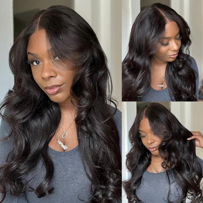 Pizazz Hair Face-Framing Curtain Bangs Body Wave Glueless 8×5 Pre-Cut HD Lace Wig Human Hair Wig With Layers