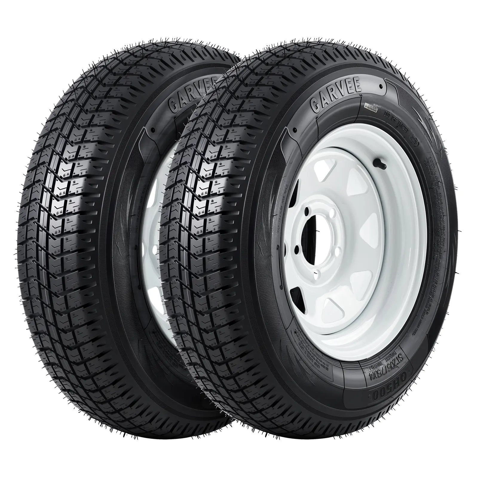 Robust 4.80-8 Trailer Tire & Wheel Set – 6PR Load Range C – 8" Bias Tires – 4 Lug White Modular Rims – Ideal for Utility, Boat, Camper Trailers – Complete Assembly