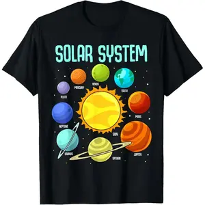 Colorful Solar System Planets Science Space STEM Graphic Tee