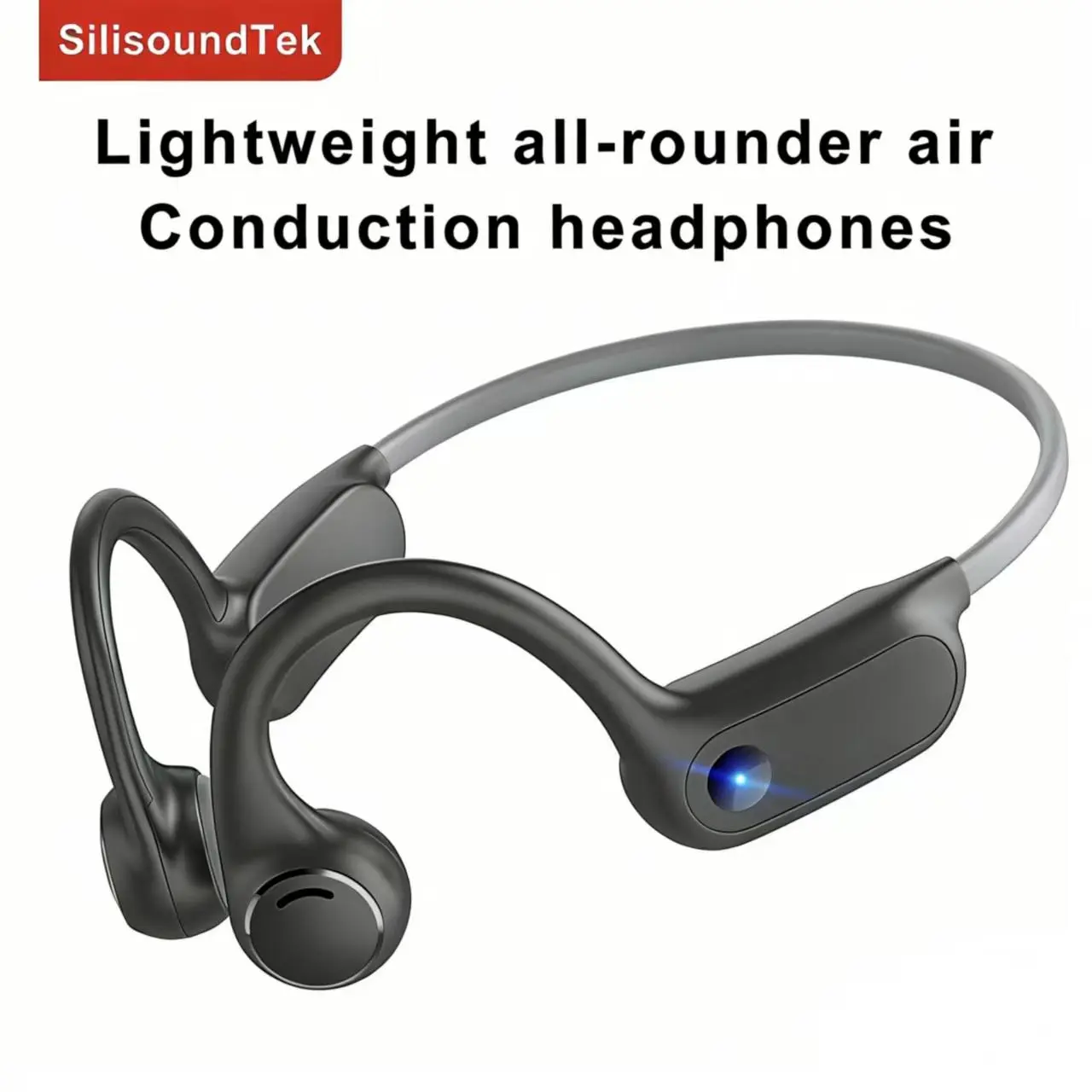 SST Ultra-Light Big Volume Open Ear Sport SilisoundTek Air Conduction & Bone Conduction Bluetooth Headphones Running Wireless Large Capacity Battery, Easy Control,Stereo, Headset Audio