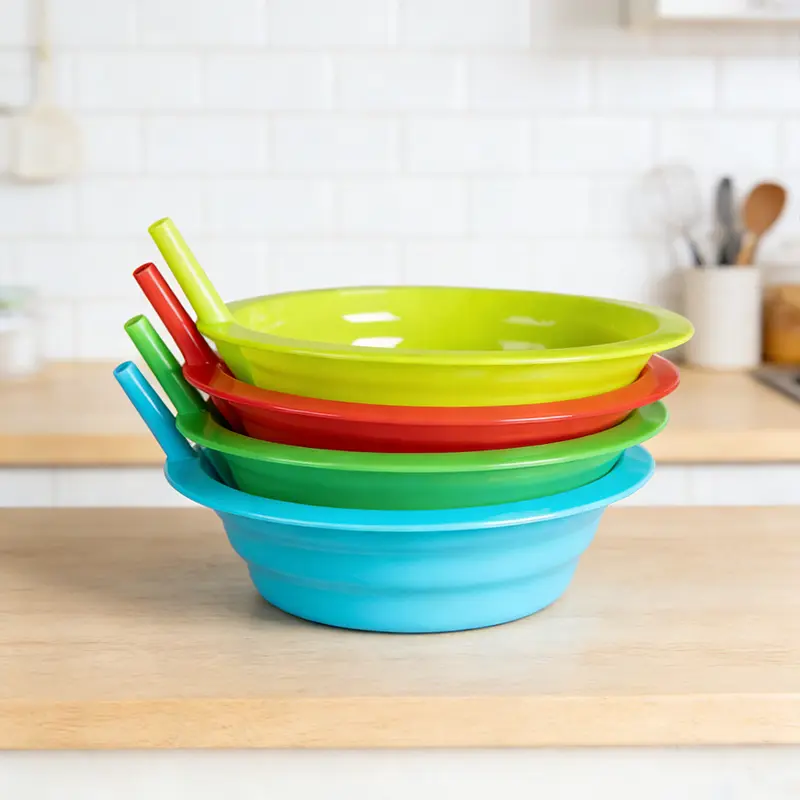 【ANJUKE】Cereal Bowls with Straws for Kids BPA-Free Plastic | Toddler Sip-A-Bowls with Built-In Straw for Cereal and Soup | Set of 4 Colorful Breakfast Bowls