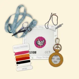 Happy Stitching - Hen Party Needlepoint Key Fob Kit - Self Finishing Needlepoint Kit - Hobbies for Women - Craft Kits for Adults