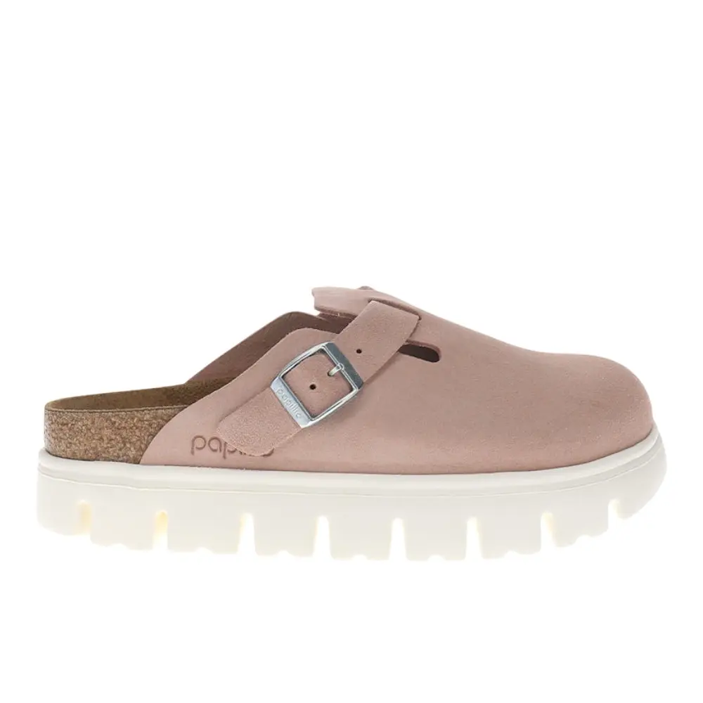 BIRKENSTOCK Womens Boston Chunky Suede Leather Clogs Casual - Pink