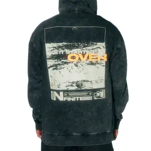 DECOY "Infinite" Heavyweight Hoodie - Acid Washed 400GSM Streetwear Sweatshirt with Puff Print & DTG Back Design - 1 of 30