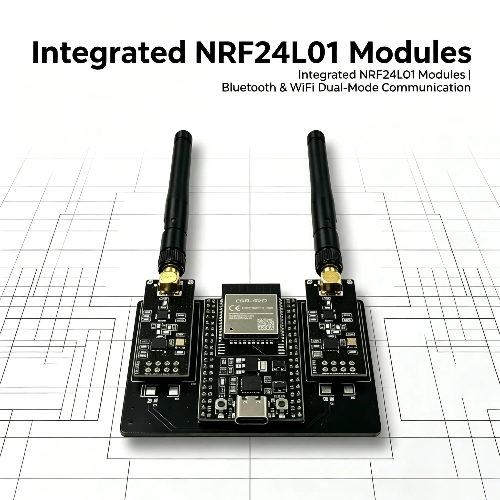 ESP32-DevKitC Compact Board with NRF24L01 Mod, 2.4G Wireless PA+LNA Antenna for Dual-Mode WiFi & Bluetooth Communications