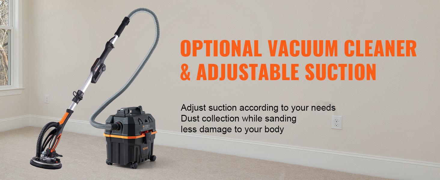 VEVOR Drywall Sander (Dust Bag not Included, TikTokShopBlackFriday, Compatilble /w Vacuum Cleaner), 800W Brushless Motor Electric Sander, Variable Speed 1000-2300 RPM Wall Sander, Foldable Ceiling Sander with Double-Deck
