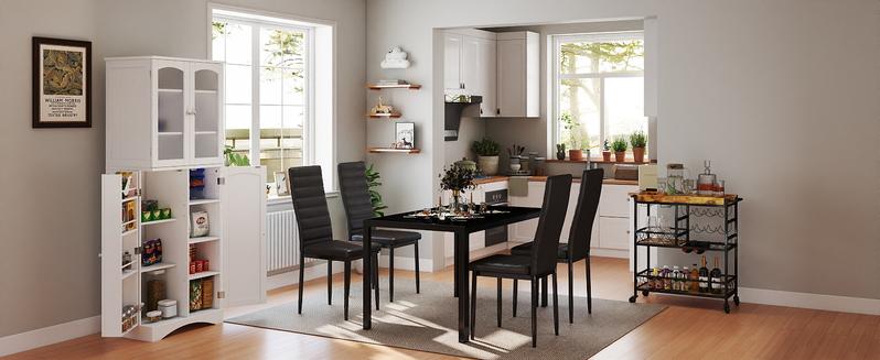【2 Packages Shipping】Gizoon 3/5/7 Piece Glass Dining Table Set, Kitchen and Chairs for 2/4/6, PU Leather Modern Room Sets for Home, Kitchen, Living Room, Apartment Furniture