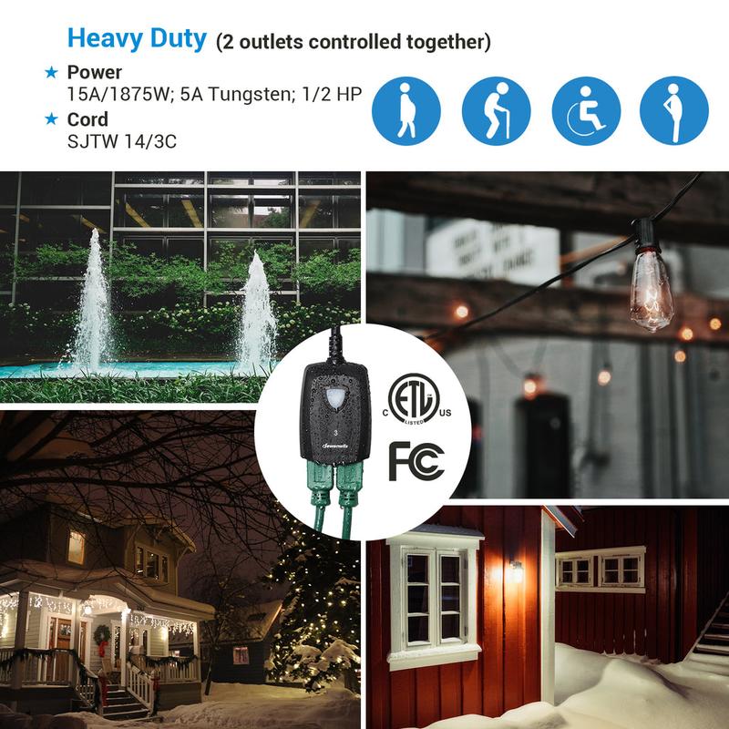 DEWENWILS Waterproof 100ft Programmable Wireless Remote Control Outlet kit (2 Remotes + 1 Outlet)--HRS201F