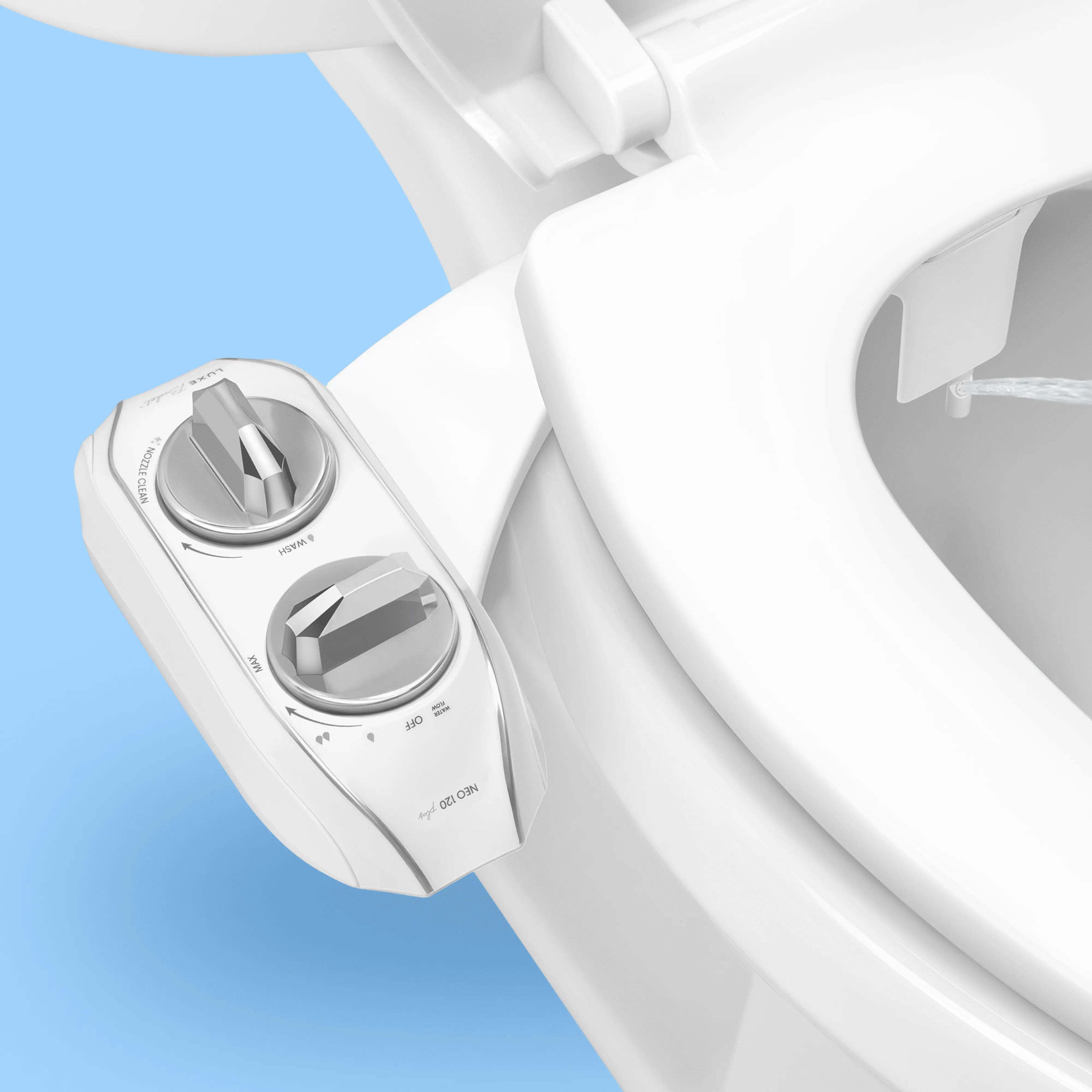 LUXE Bidet NEO 120 Plus - Rear Wash Only, Bidet Attachment for Toilet Seat, Easy Slide-in Install, Patented 360° Self-Clean, and Flip Feature