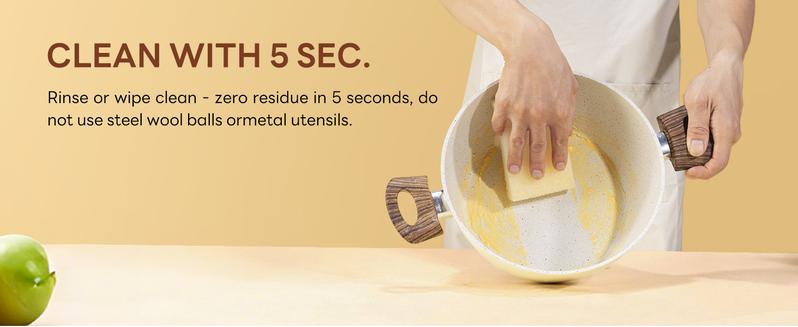 17 Pcs Nonstick Pots and Pans, Non-toxic Kitchen Cooking Set with Stay-Cool Handles