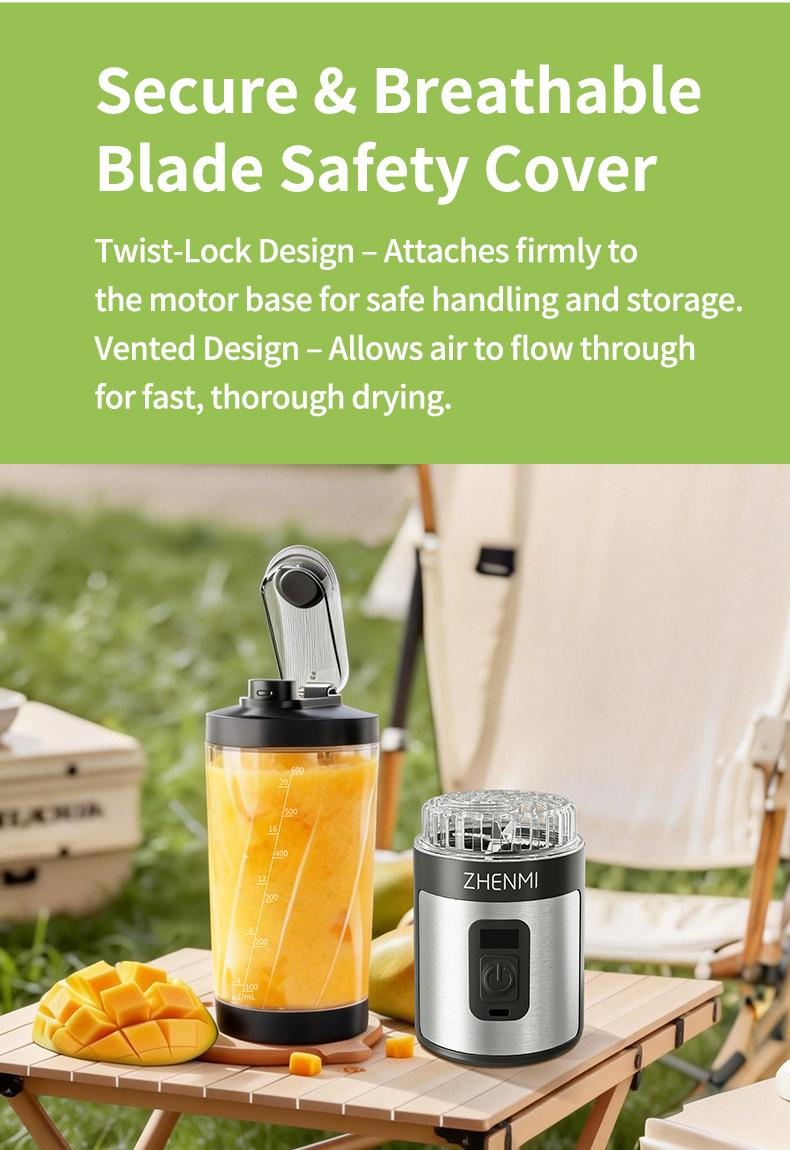 ZHENMI Personal Portable Blender with Digital Auto-Countdown Display, 20oz Leakproof Travel Cup with Guarded 6-Blade for Ice Crushing, USB-C Rechargeable, BPA-Free, Dishwasher Safe, For Shakes, Smoothies & Ice, Blend & Go Anywhere