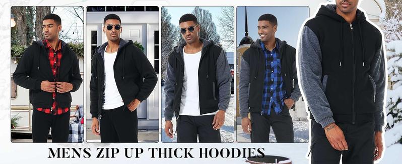 ZITY Men’s Sherpa Zip Hoodie – From Gym to Street, One Jacket Does It All Fall Winter Outerwear Casual Coats Long Sleeve Tops tiktok shop deals gifts for him streetwear gifts