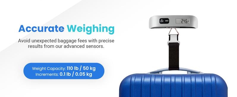 Etekcity Luggage Scale, Travel Essentials, Digital Weight Scales for, Portable Handheld Scale with Temperature Sensor, Rubber Paint, 110 Pounds, TikTokShopHolidayHaul Deal