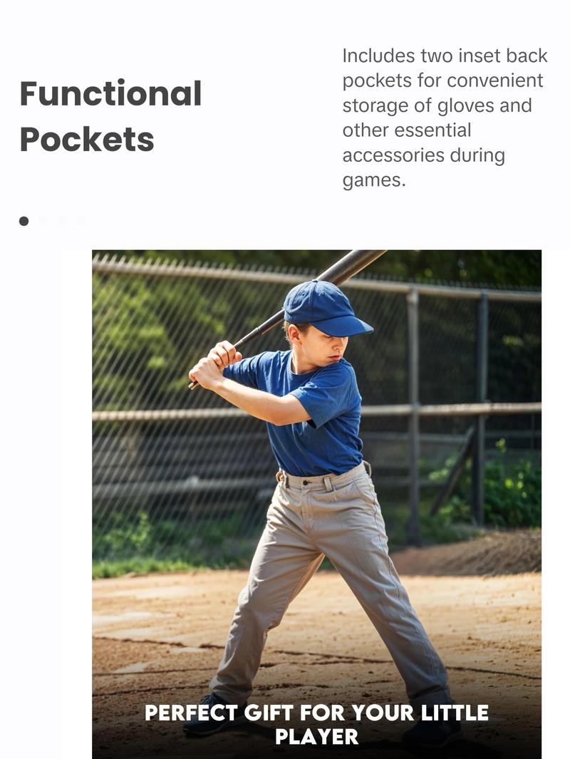Penveer Youth Baseball Pants, Full Length Open Bottom Boys Baseball Pants with Durable Snap, Softball Pants, T Ball Pants (White) Athletic Wear