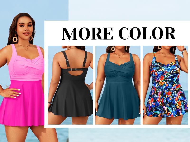 Aqua Eve Plus Size Swim Dress - Two Piece Tankini Tummy Control Bathing Suit with Shorts 2026 Swimsuit