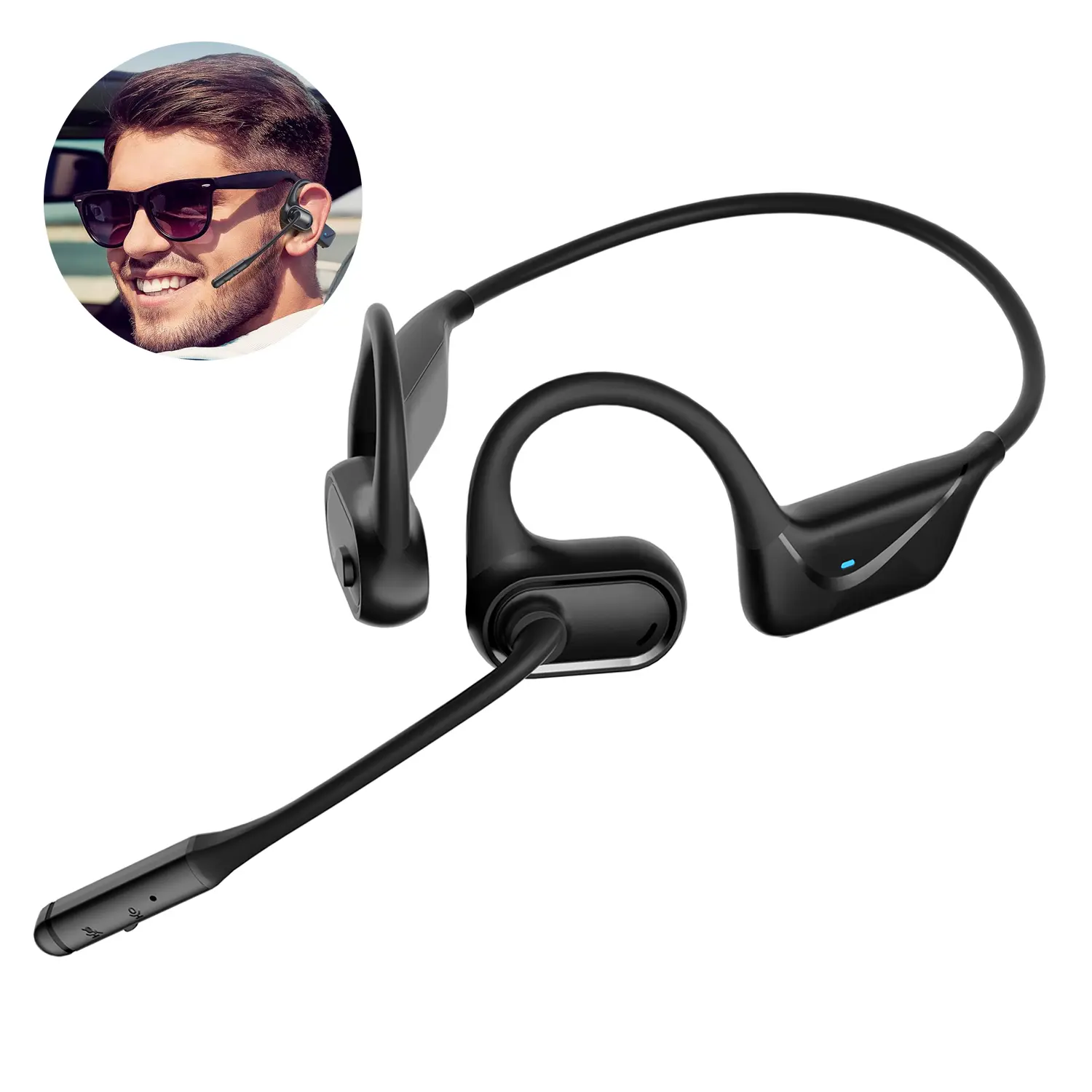 Wireless Bluetooth 5.4 Air Conduction Headset, ENC Noise Cancelling Open-Ear Headphones with Dual Mics for Trucker Drivers/Online Meeting/Online Teaching/Office Home Business/Driving /Games/Running/Sports
