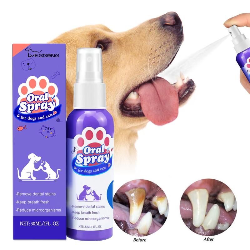 Cat and Dog Teeth Cleaning Spray - Removes Stains and Freshens Breath for Pet Oral Carelitter pellets, spray, litter tray, litter box, removal brush kit