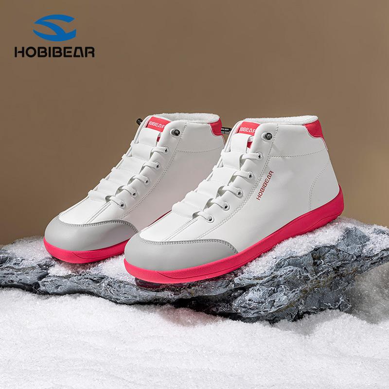 HOBIBEAR Spring/Autumn Wide Fit Synthetic Leather Mid-Top Sneakers with Plush Lining - Women's Flat Shoes