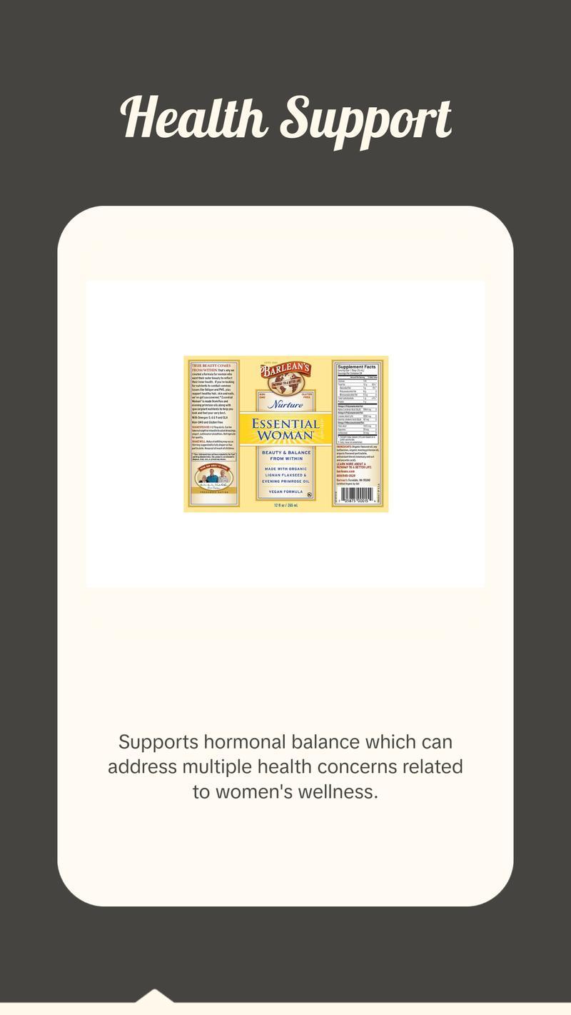 Barlean's Organic Oils Essential Woman Hormonal & Beauty Support