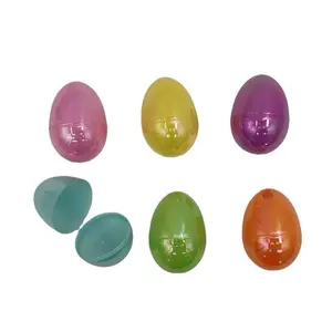 Fillable Iridescent Egg-Shaped Easter Hunt Candy Containers 3” - 6 Count for Family Easter Celebrations