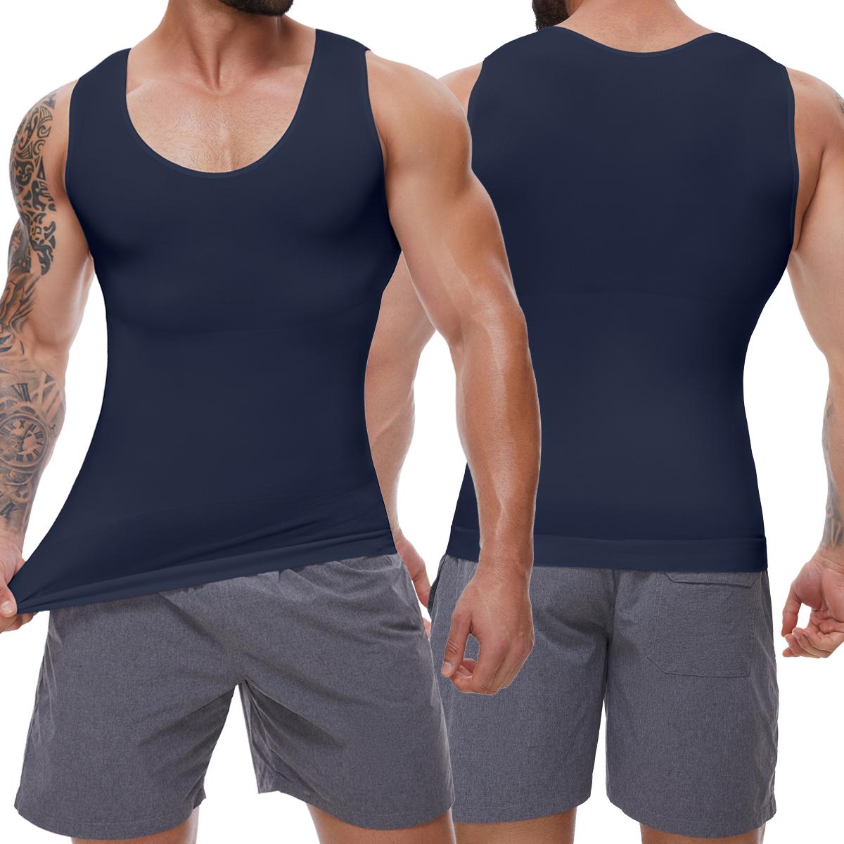 1/2/3/4 Pack Menswear Body Shaper Shapewear Compression Tummy Control Vest Comfy Stretchy Lightweight Workout Tank Top Fabric Breathable Sports Undershirt Elastic Soft Polyester SpringStatements