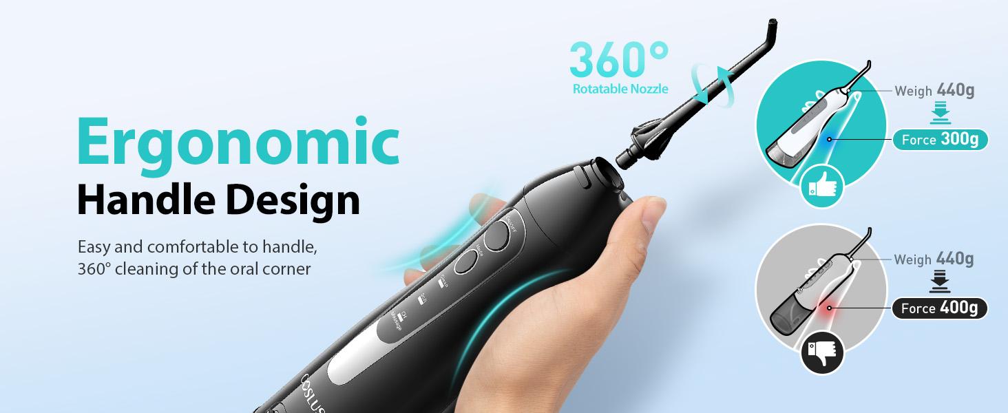 COSLUS CX20 Water Flosser For Teeth Cleane: Portable Cordless Oral Irrigator 300ML, 5 Nozzle,Multimodes, Rechargeable,IPX7 Waterproof for whitening tablets,Tongue Scraper Water Flosser For Braces,water flosser for tonsil stones/tartar, Oral Plaque Remover