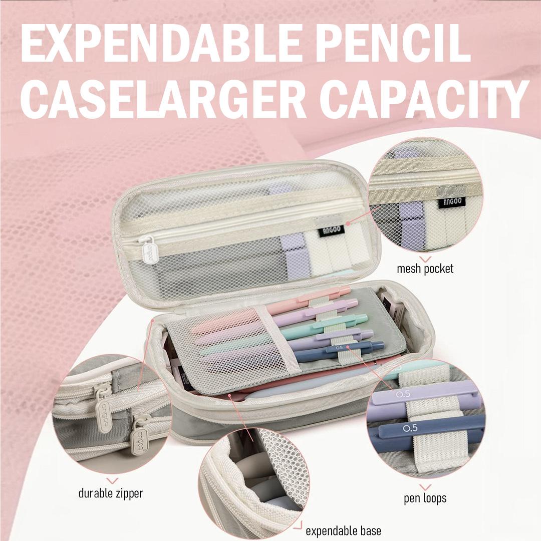 38 PCS Aesthetic School Supplies with Big Capacity Pen Case, 12 Color Pastel Highlighters, 5 Quick Dry Retractable Black Ink Pens, 6 Pastel Mechanical Pencil 0.5 & 0.7 mm for Student Stationary