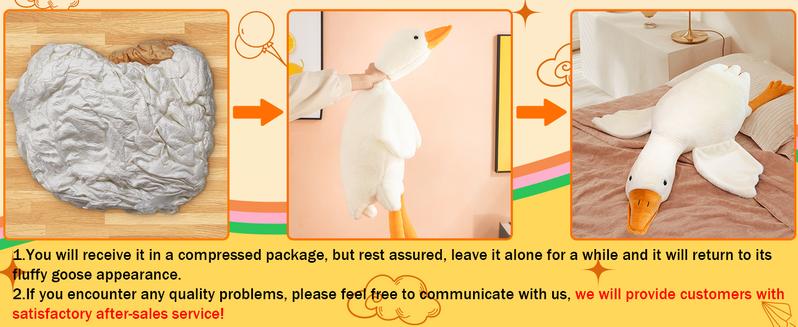 Cute Big White Goose Plush Pillow Toy! Large and irresistibly huggable, it's a favorite for both kids and adults. Suitable for all beds, offering coziness whether you cuddle or clamp it. A practical and sweet sleep companion.