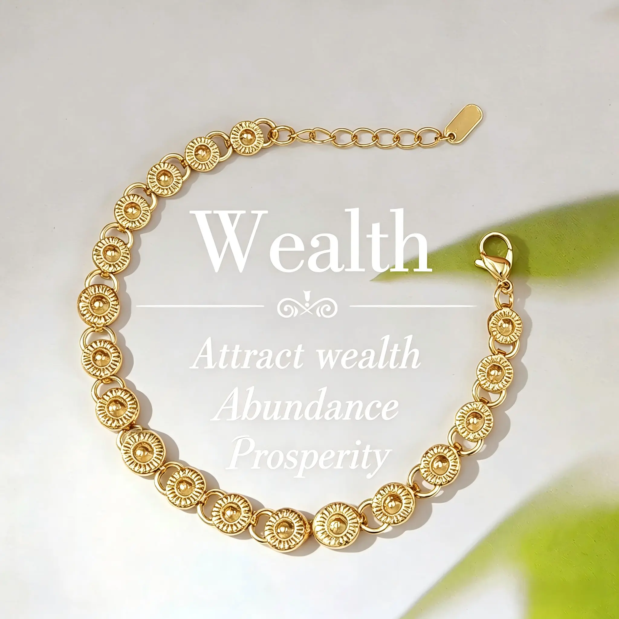 14K Gold Plated Textured Coin Link Bracelet for Women, Dainty Embossed Circle Chain Bracelet, Adjustable Stackable Waterproof Minimalist Gold Bracelet, Fashion Elastic Stretch Bracelet, Bracelet For Wealth, Abundance & Prosperity, Jewelry Gift for Her