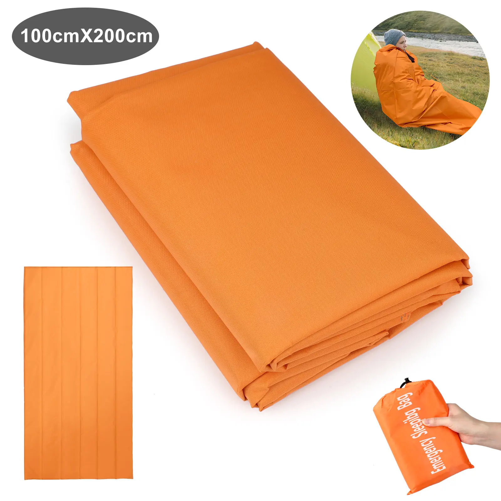 Reusable Emergency Sleeping Bag - Waterproof 210D Oxford cloth Survival Bag,Portable Camping Mylar Sleeping Bag Survival Gear, Emergency Blankets