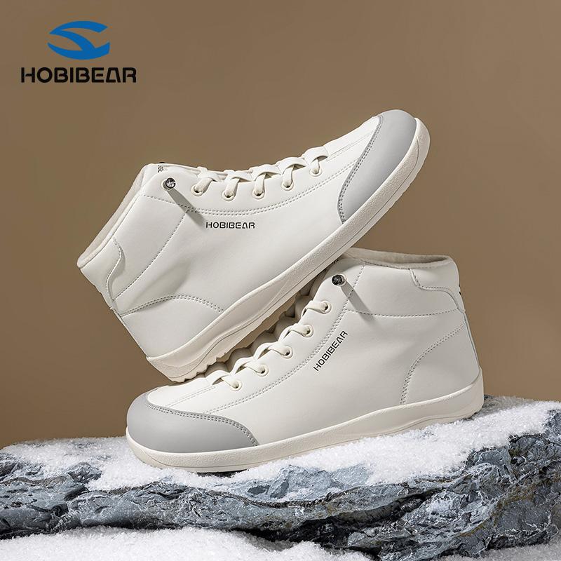HOBIBEAR Spring/Autumn Wide Fit Synthetic Leather Mid-Top Sneakers with Plush Lining - Women's Flat Shoes