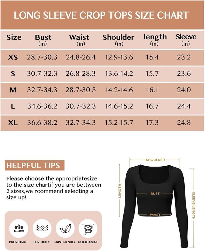 Women's Square Neck Long Sleeve Crop Top Y2K Shirt Sexy