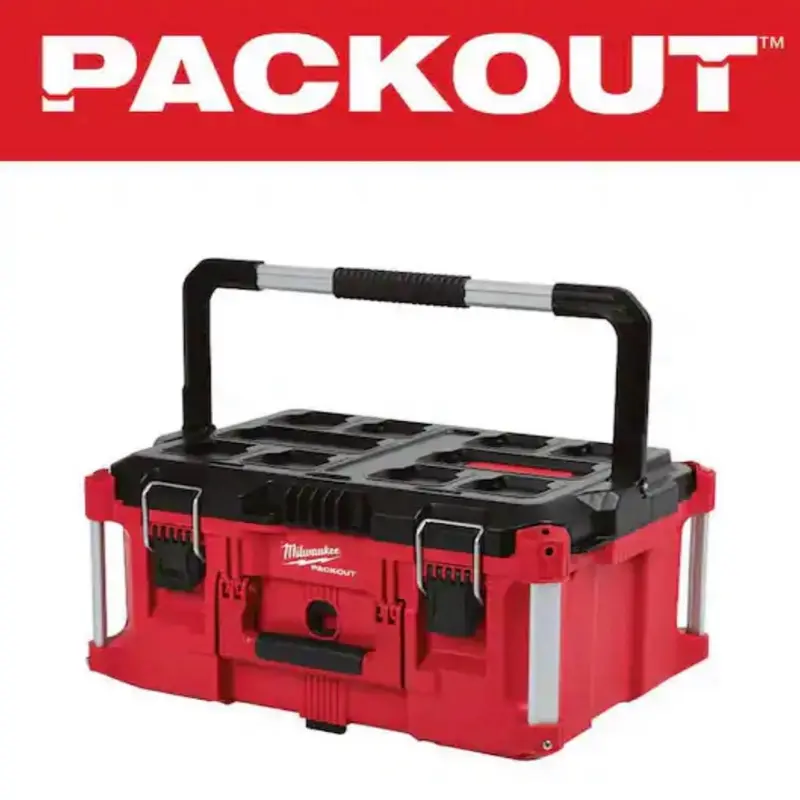 Milwaukee PACKOUT 22 in. Large Durable Tool Box - Modular Wrench Organizers, Interlocking Design, Locking Trays, Fits 100+ Tools, Garage DIY Modular Organization Solution for DIY Enthusiasts, Portable Workshop Job Site Storage, Tool Organizers, Modular Fi