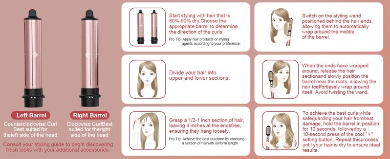 Brightup 5 in 1 Air Styler Automatic Hair Curling Iron with Detachable Brush Head, Blow-Dry,Straightening Wrap  Negative Ions Ergonomic Rose Gold(Advanced Custom) Christmas Gifts Holiday Gift